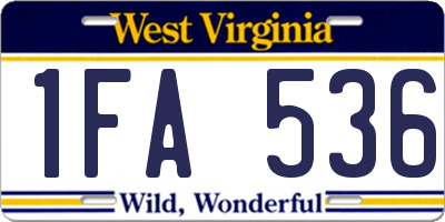 WV license plate 1FA536