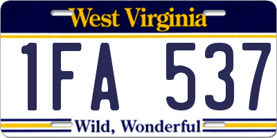 WV license plate 1FA537