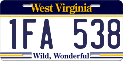 WV license plate 1FA538