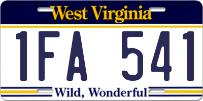 WV license plate 1FA541