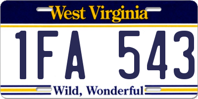 WV license plate 1FA543