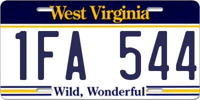 WV license plate 1FA544
