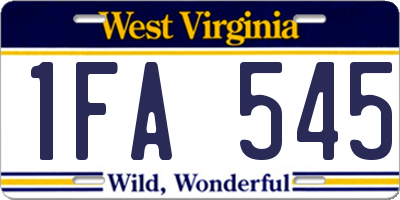 WV license plate 1FA545