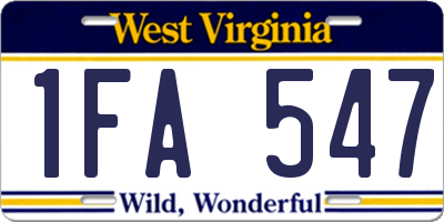 WV license plate 1FA547