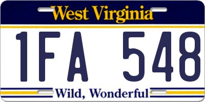 WV license plate 1FA548