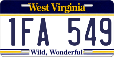WV license plate 1FA549