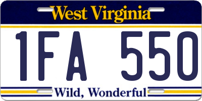 WV license plate 1FA550