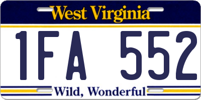 WV license plate 1FA552