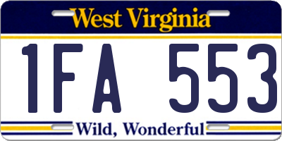 WV license plate 1FA553