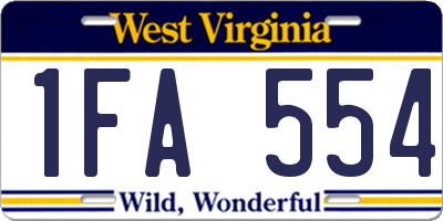 WV license plate 1FA554
