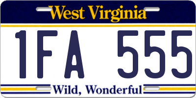 WV license plate 1FA555