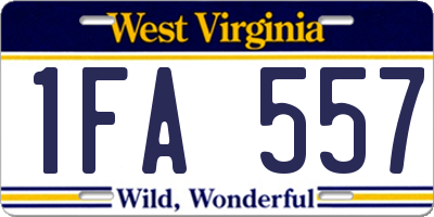 WV license plate 1FA557