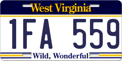 WV license plate 1FA559