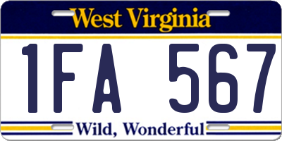 WV license plate 1FA567