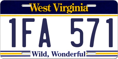 WV license plate 1FA571