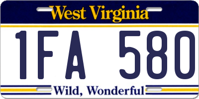 WV license plate 1FA580