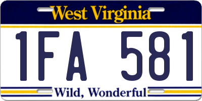 WV license plate 1FA581