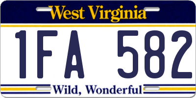 WV license plate 1FA582