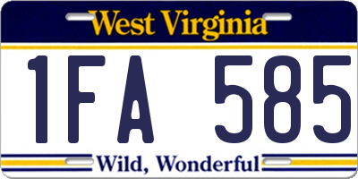 WV license plate 1FA585