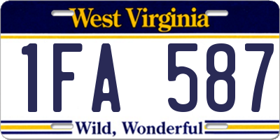WV license plate 1FA587