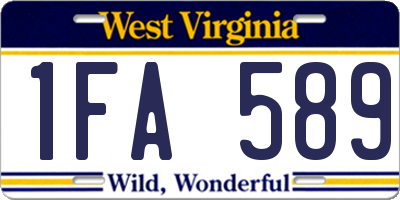 WV license plate 1FA589