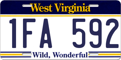 WV license plate 1FA592