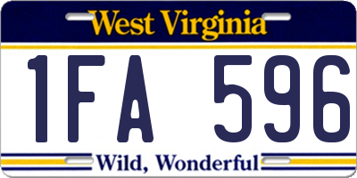WV license plate 1FA596