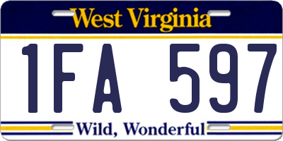 WV license plate 1FA597