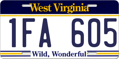 WV license plate 1FA605