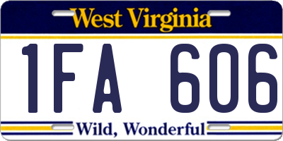WV license plate 1FA606