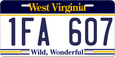 WV license plate 1FA607
