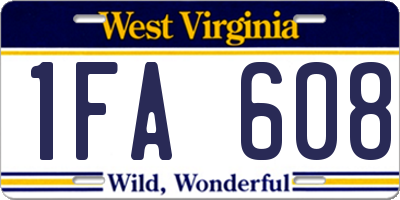WV license plate 1FA608