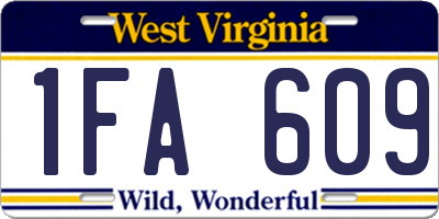 WV license plate 1FA609