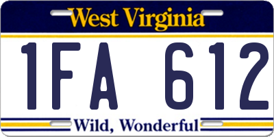 WV license plate 1FA612