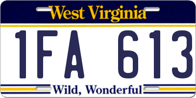 WV license plate 1FA613