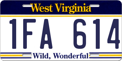 WV license plate 1FA614