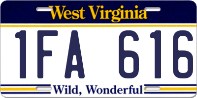 WV license plate 1FA616
