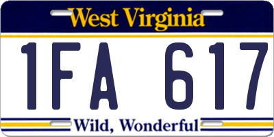 WV license plate 1FA617