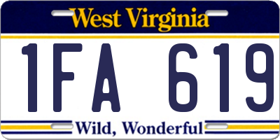 WV license plate 1FA619