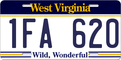 WV license plate 1FA620