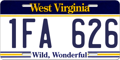WV license plate 1FA626