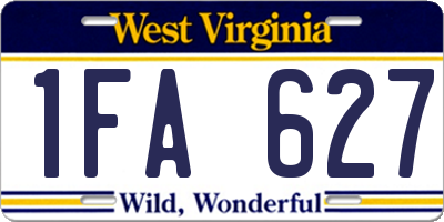 WV license plate 1FA627