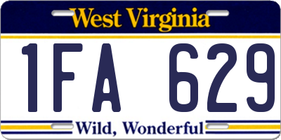 WV license plate 1FA629