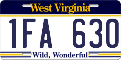 WV license plate 1FA630