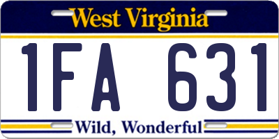 WV license plate 1FA631