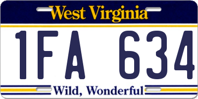 WV license plate 1FA634