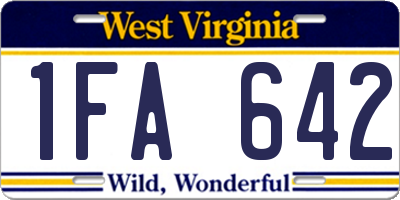 WV license plate 1FA642