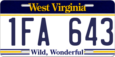 WV license plate 1FA643