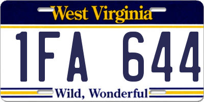 WV license plate 1FA644