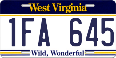 WV license plate 1FA645